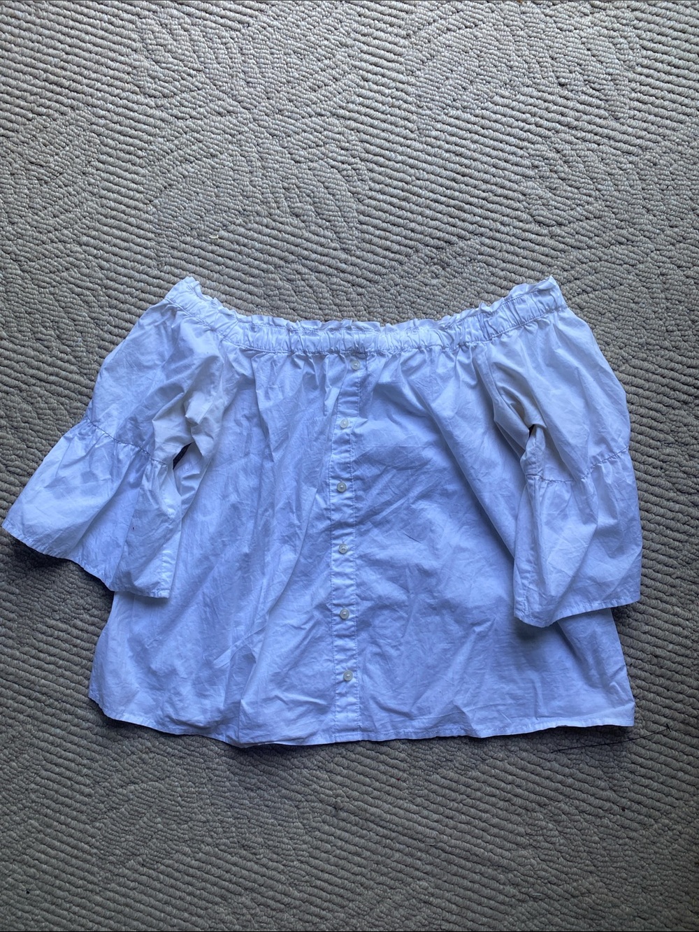 Abercrombie & Fitch White Ruffled Elastic-Waist Top